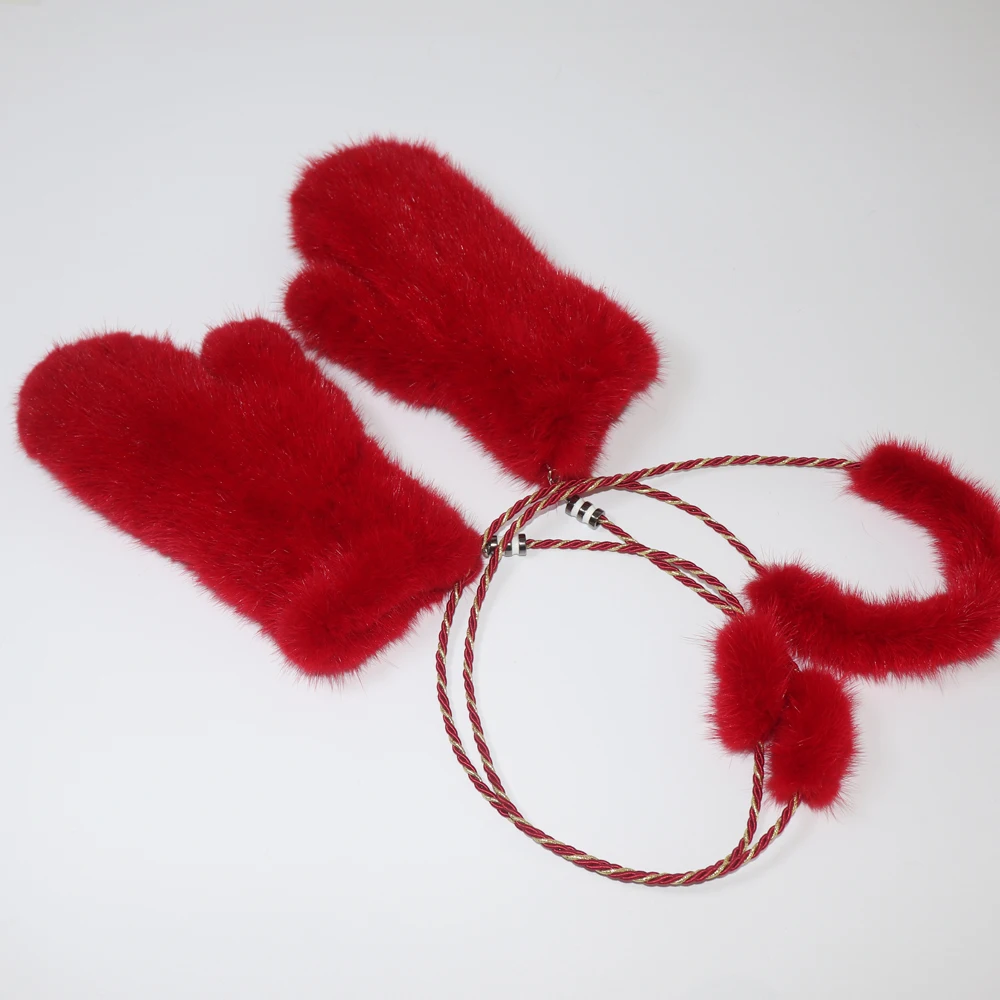 2026 New Knitted 100% Natural Mink Fur Gloves Women Winter Warm Good Elastic Mink Fur Mittens Russian Female Genuine Fur Glove
