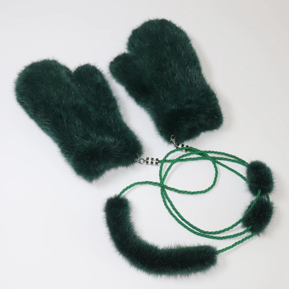 2026 New Knitted 100% Natural Mink Fur Gloves Women Winter Warm Good Elastic Mink Fur Mittens Russian Female Genuine Fur Glove