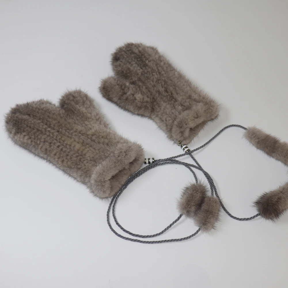 2026 New Knitted 100% Natural Mink Fur Gloves Women Winter Warm Good Elastic Mink Fur Mittens Russian Female Genuine Fur Glove