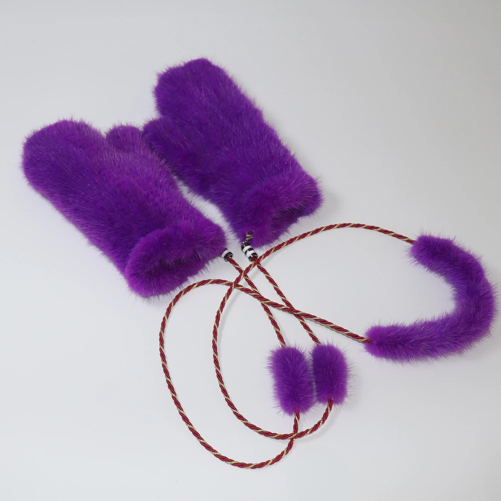 2026 New Knitted 100% Natural Mink Fur Gloves Women Winter Warm Good Elastic Mink Fur Mittens Russian Female Genuine Fur Glove