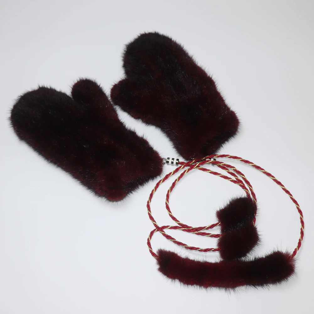 2026 New Knitted 100% Natural Mink Fur Gloves Women Winter Warm Good Elastic Mink Fur Mittens Russian Female Genuine Fur Glove