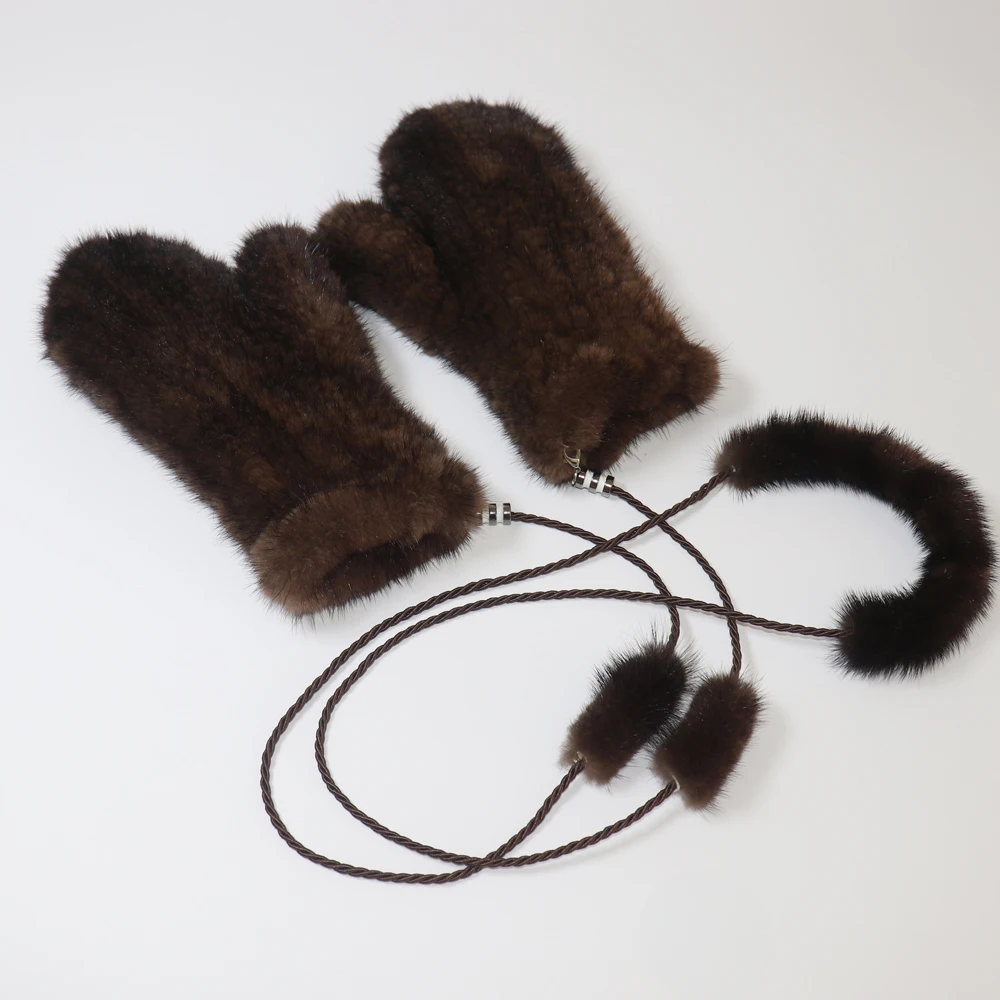 2026 New Knitted 100% Natural Mink Fur Gloves Women Winter Warm Good Elastic Mink Fur Mittens Russian Female Genuine Fur Glove