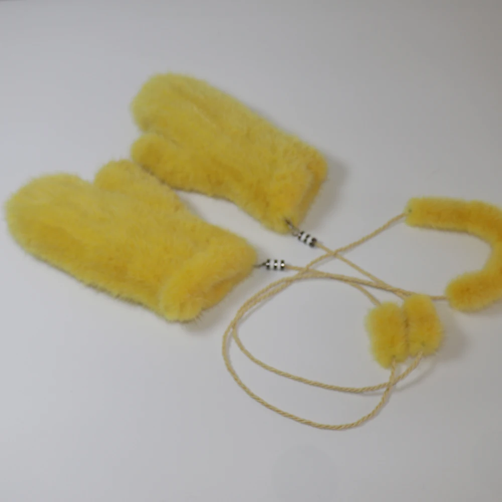 2026 New Knitted 100% Natural Mink Fur Gloves Women Winter Warm Good Elastic Mink Fur Mittens Russian Female Genuine Fur Glove