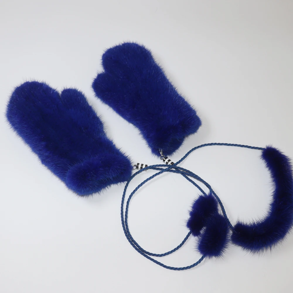 2026 New Knitted 100% Natural Mink Fur Gloves Women Winter Warm Good Elastic Mink Fur Mittens Russian Female Genuine Fur Glove