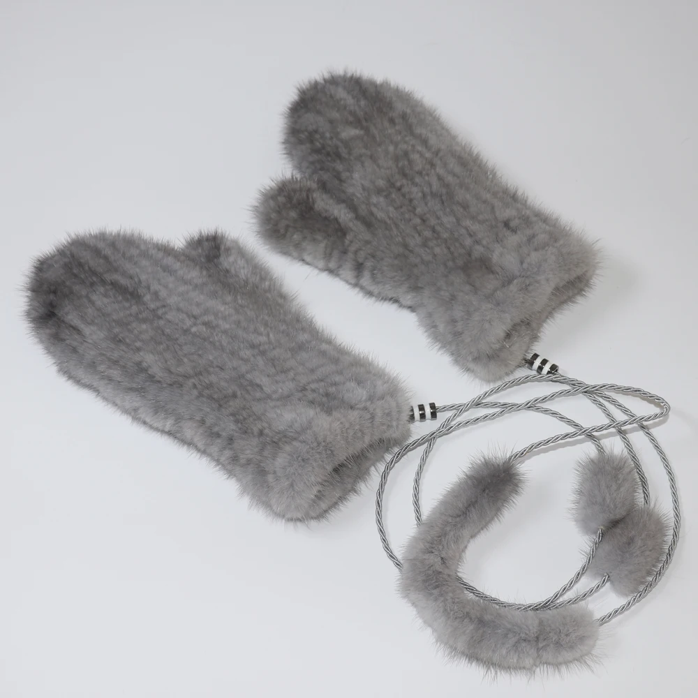 2026 New Knitted 100% Natural Mink Fur Gloves Women Winter Warm Good Elastic Mink Fur Mittens Russian Female Genuine Fur Glove