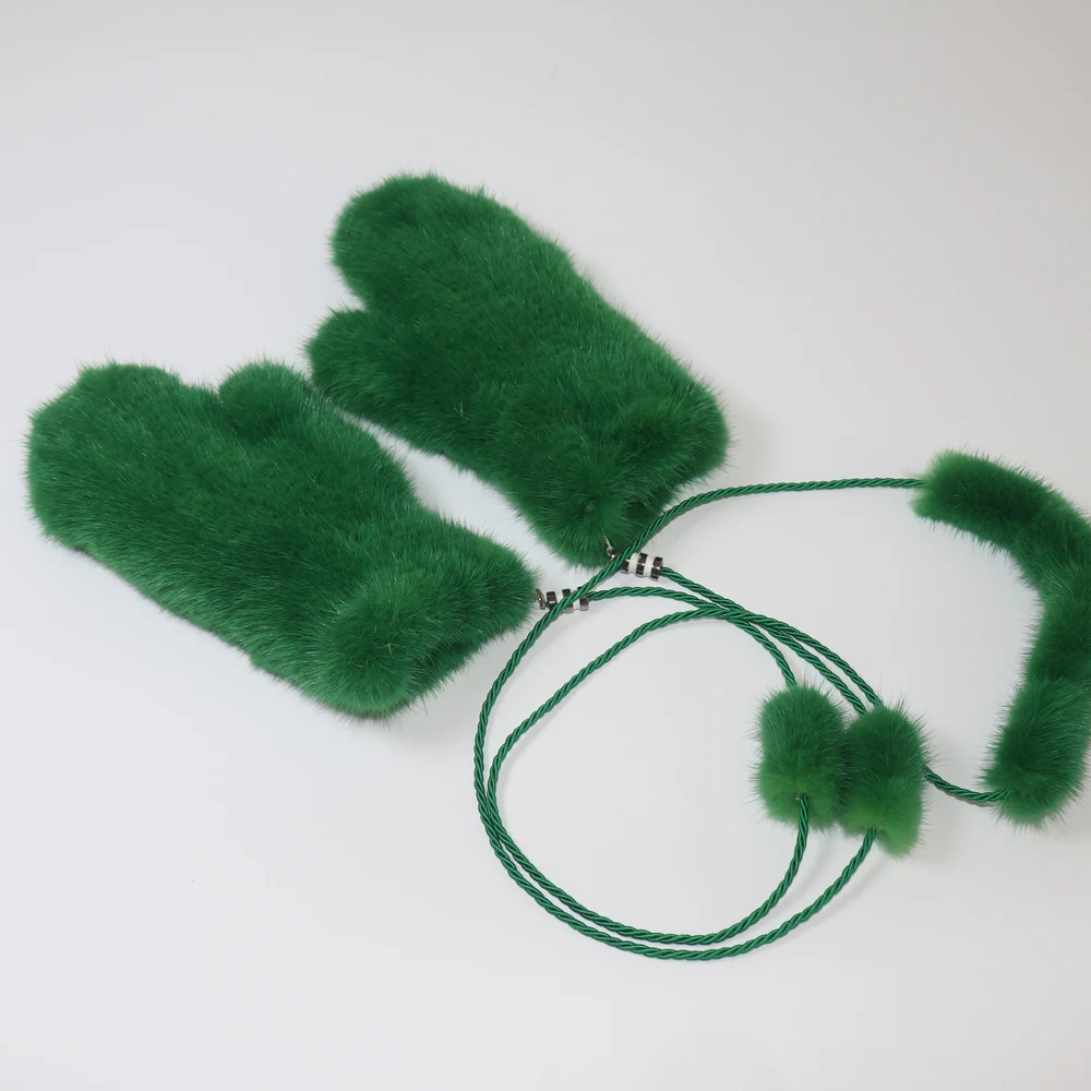 2026 New Knitted 100% Natural Mink Fur Gloves Women Winter Warm Good Elastic Mink Fur Mittens Russian Female Genuine Fur Glove