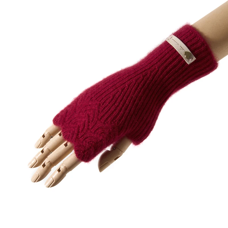 Benefit Price Women 100% Premium Cashmere Mitts Knitted Lace Fingerless Gloves Lady Elegant Thermal Gloves Lengthen Mittens