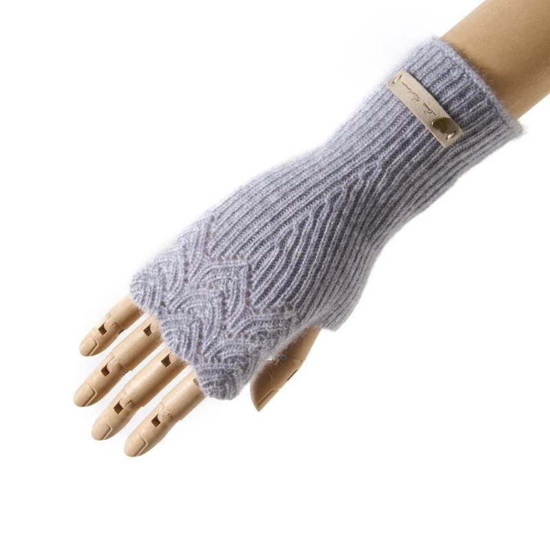Benefit Price Women 100% Premium Cashmere Mitts Knitted Lace Fingerless Gloves Lady Elegant Thermal Gloves Lengthen Mittens