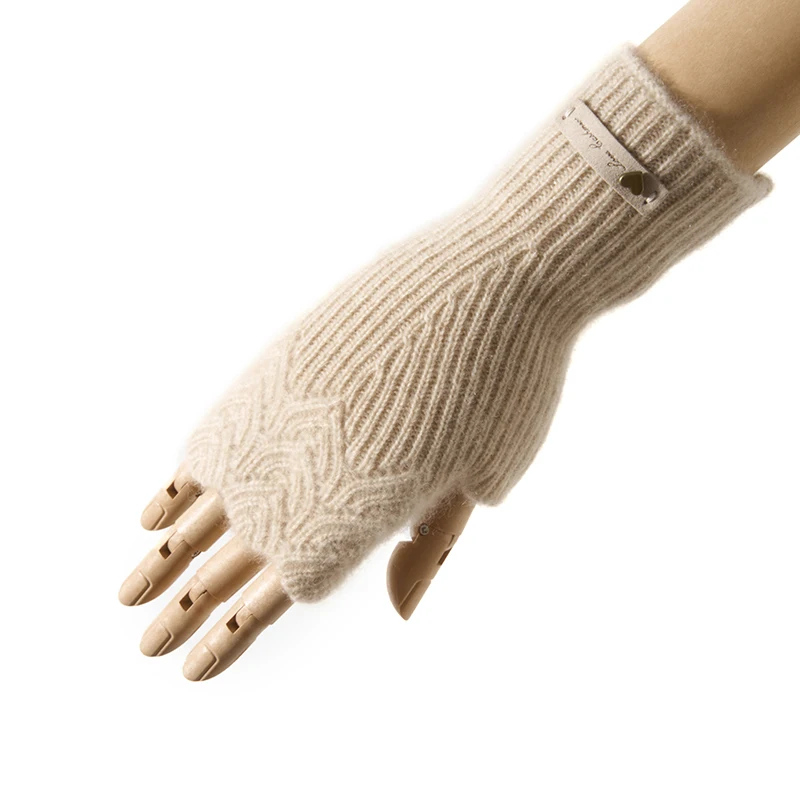 Benefit Price Women 100% Premium Cashmere Mitts Knitted Lace Fingerless Gloves Lady Elegant Thermal Gloves Lengthen Mittens