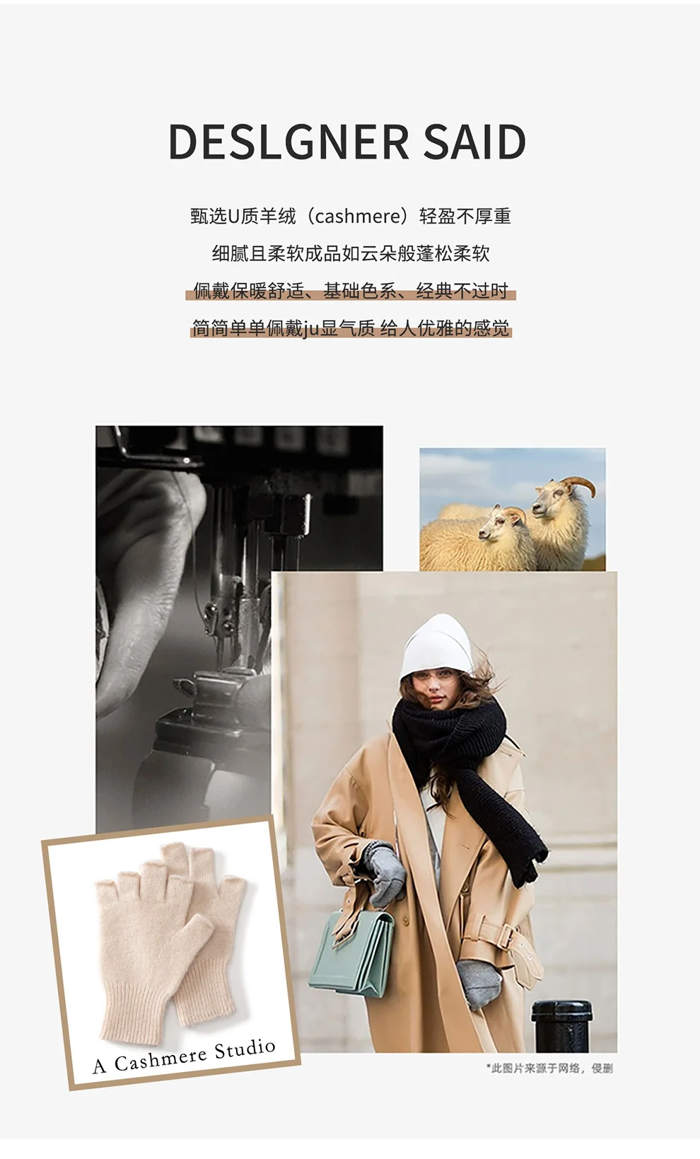 New Cashmere Gloves 100% Pure Cashmere Fingerless Gloves Fashion Warm Best Selling Solid Color Gloves