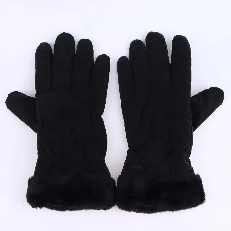 Ski Gloves Women Winter Fleece Thickened Warm Plush Cotton Waterproof Touch-Screen Gloves For Outdoor Riding Mountaineering