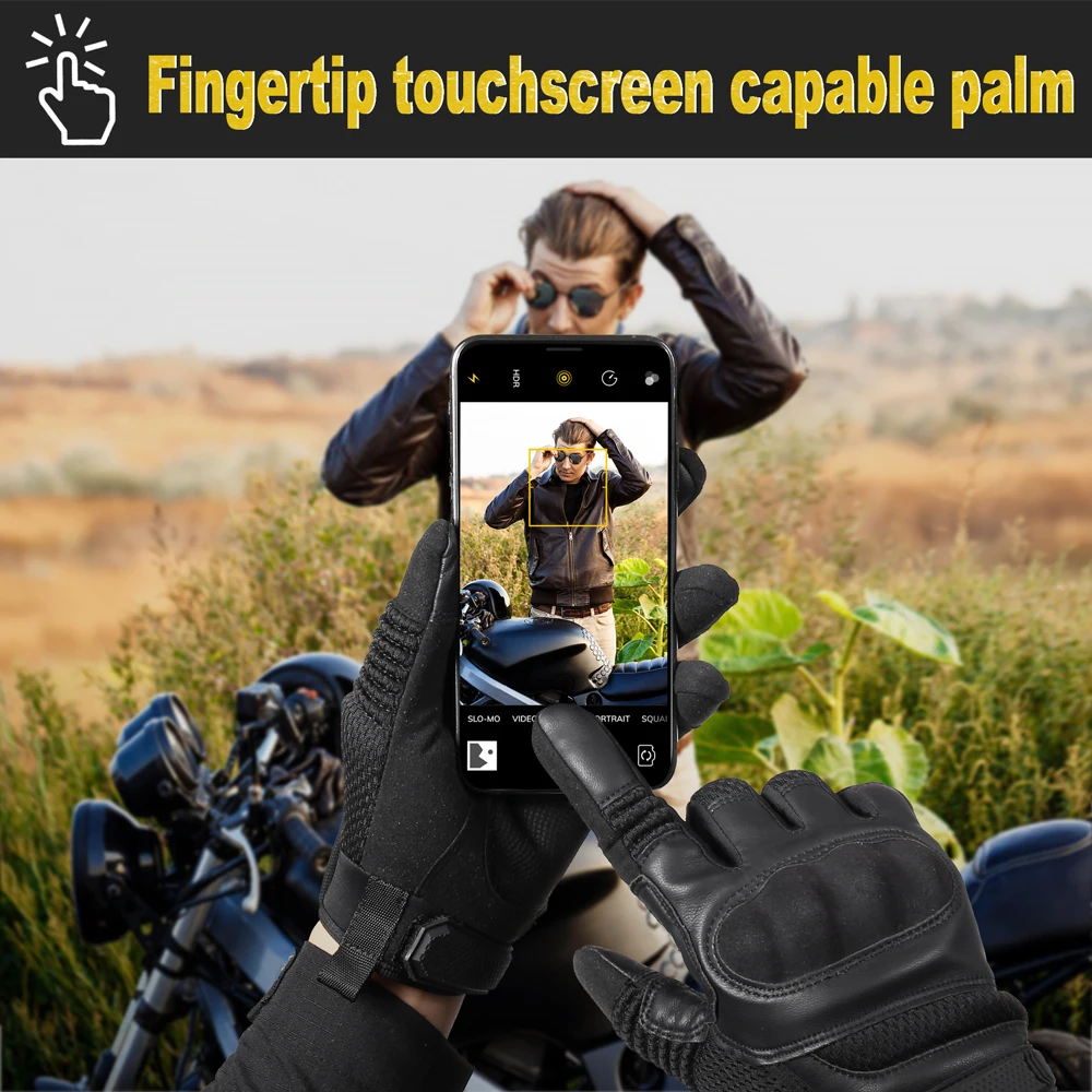 Tactical Full Finger Gloves PU Leather Sports Combat Outdoor Hunting Shooting Cycling Touch Screen Anti-Skid Protective Gear Men