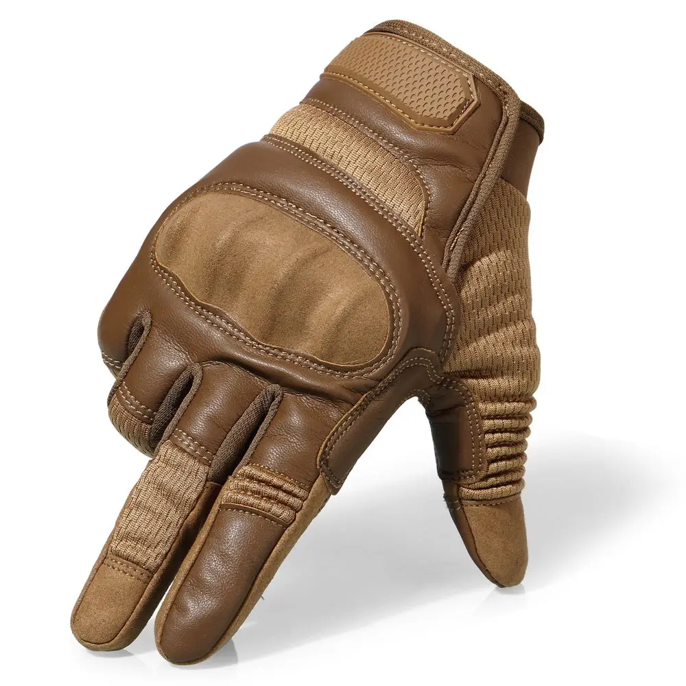 Tactical Full Finger Gloves PU Leather Sports Combat Outdoor Hunting Shooting Cycling Touch Screen Anti-Skid Protective Gear Men