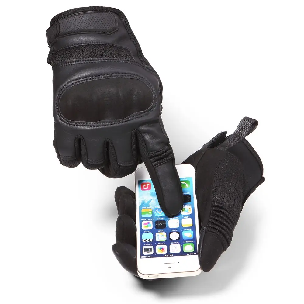 Tactical Full Finger Gloves PU Leather Sports Combat Outdoor Hunting Shooting Cycling Touch Screen Anti-Skid Protective Gear Men