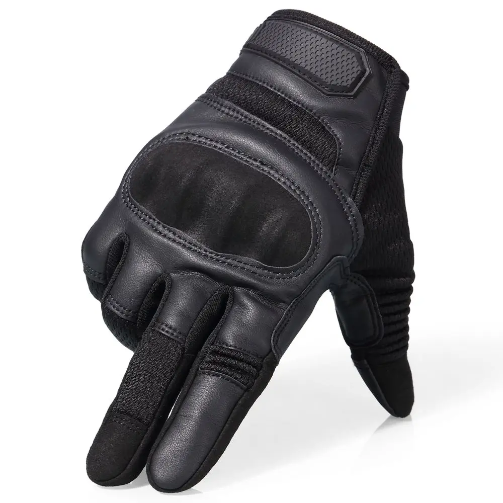 Tactical Full Finger Gloves PU Leather Sports Combat Outdoor Hunting Shooting Cycling Touch Screen Anti-Skid Protective Gear Men