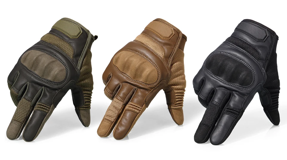 Tactical Full Finger Gloves PU Leather Sports Combat Outdoor Hunting Shooting Cycling Touch Screen Anti-Skid Protective Gear Men