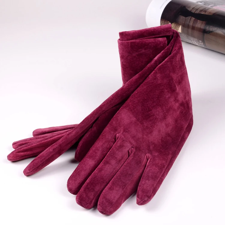 30 40 50 60 70cm Women's Ladies Real Suede Leather Winter Tender Party Long Evening Gloves Opera/Long