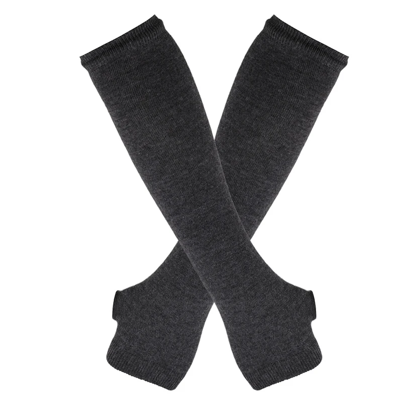 Punk Long Sleeves Fingerless Gloves Cuff for Women Men Stripe Hip-Hop Knitted Elbow Mittens Elastic Winter Arm Warmer Outdoor