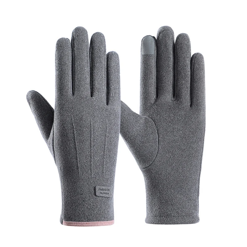 Women Winter Thick Plush Gloves Fashion Warm Suede Outdoor Guantes Lady Touchscreen Driving Gloves Sports Cycling Mittens