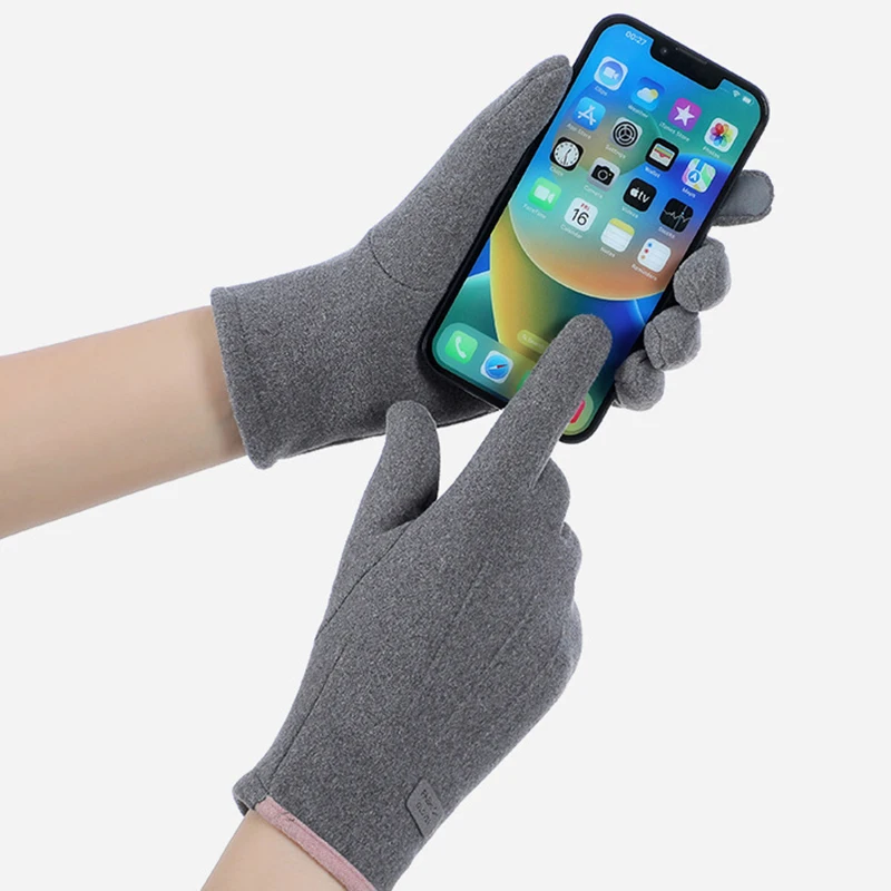 Women Winter Thick Plush Gloves Fashion Warm Suede Outdoor Guantes Lady Touchscreen Driving Gloves Sports Cycling Mittens
