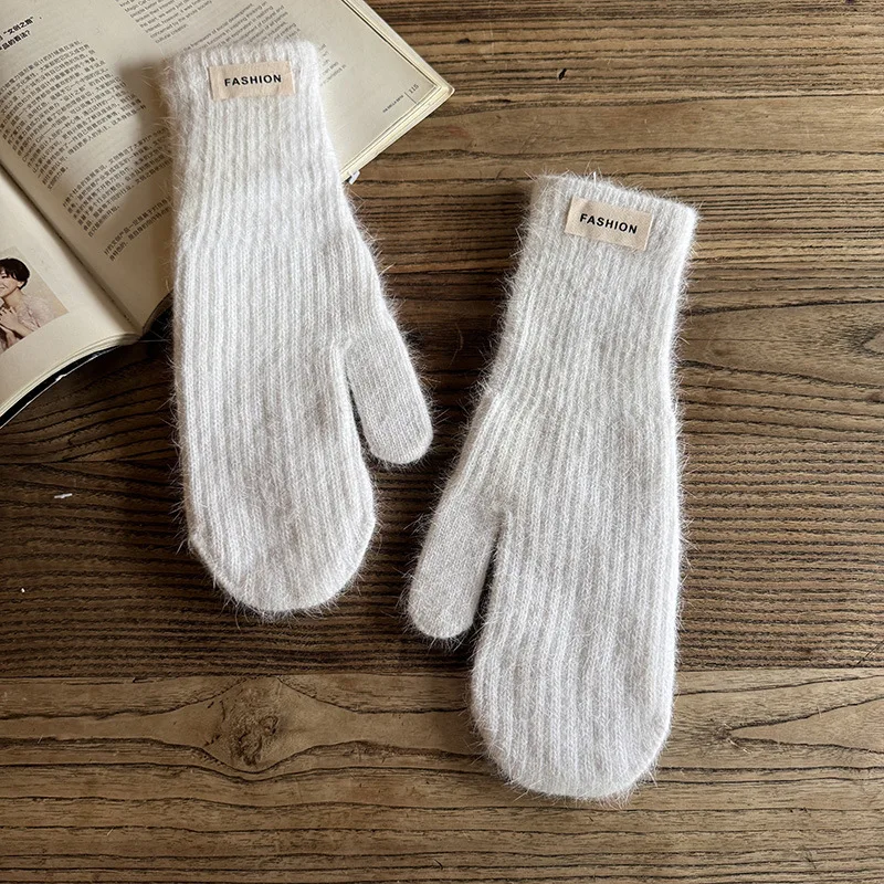 27cm Women Winter Keep Warm Fashion Elegant Solid Simple Style Gloves Elasticity Windproof Soft Knitted Yarn Mittens