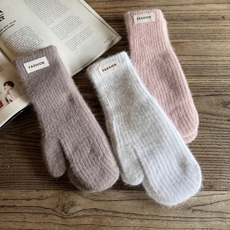27cm Women Winter Keep Warm Fashion Elegant Solid Simple Style Gloves Elasticity Windproof Soft Knitted Yarn Mittens