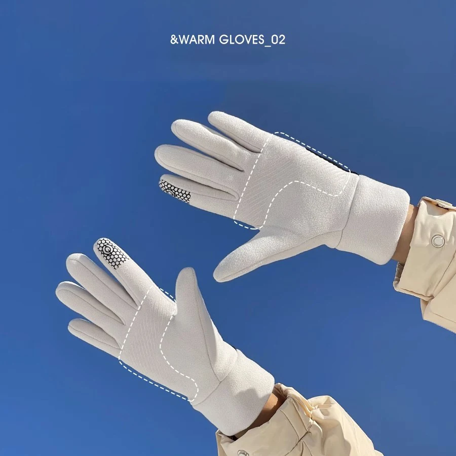 Women Winter Keep Warm Touch Screen Fleece Fashion Outdoor Sports Gloves Solid Simple Style Thickened Antiskid Drive Riding