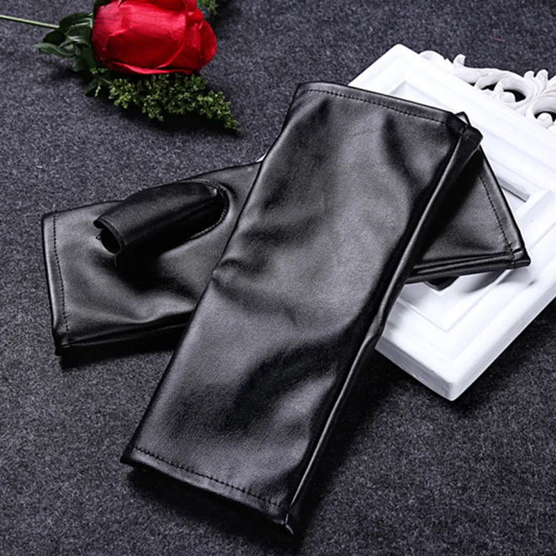 Fashion Female Short Thin Half Finger PU leather Gloves For Sports Outdoor Driving Half Finger Nightclub Punk Pole Dance Mittens