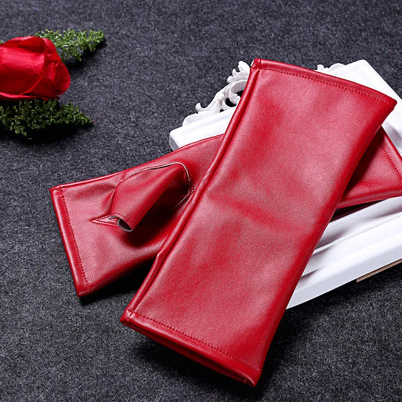 Fashion Female Short Thin Half Finger PU leather Gloves For Sports Outdoor Driving Half Finger Nightclub Punk Pole Dance Mittens