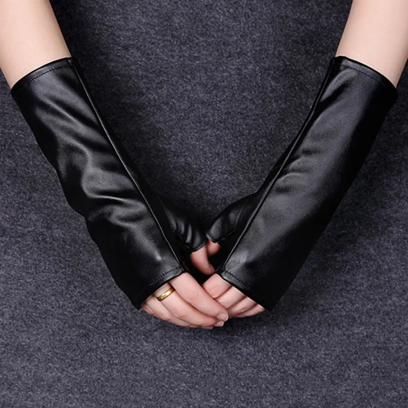 Fashion Female Short Thin Half Finger PU leather Gloves For Sports Outdoor Driving Half Finger Nightclub Punk Pole Dance Mittens