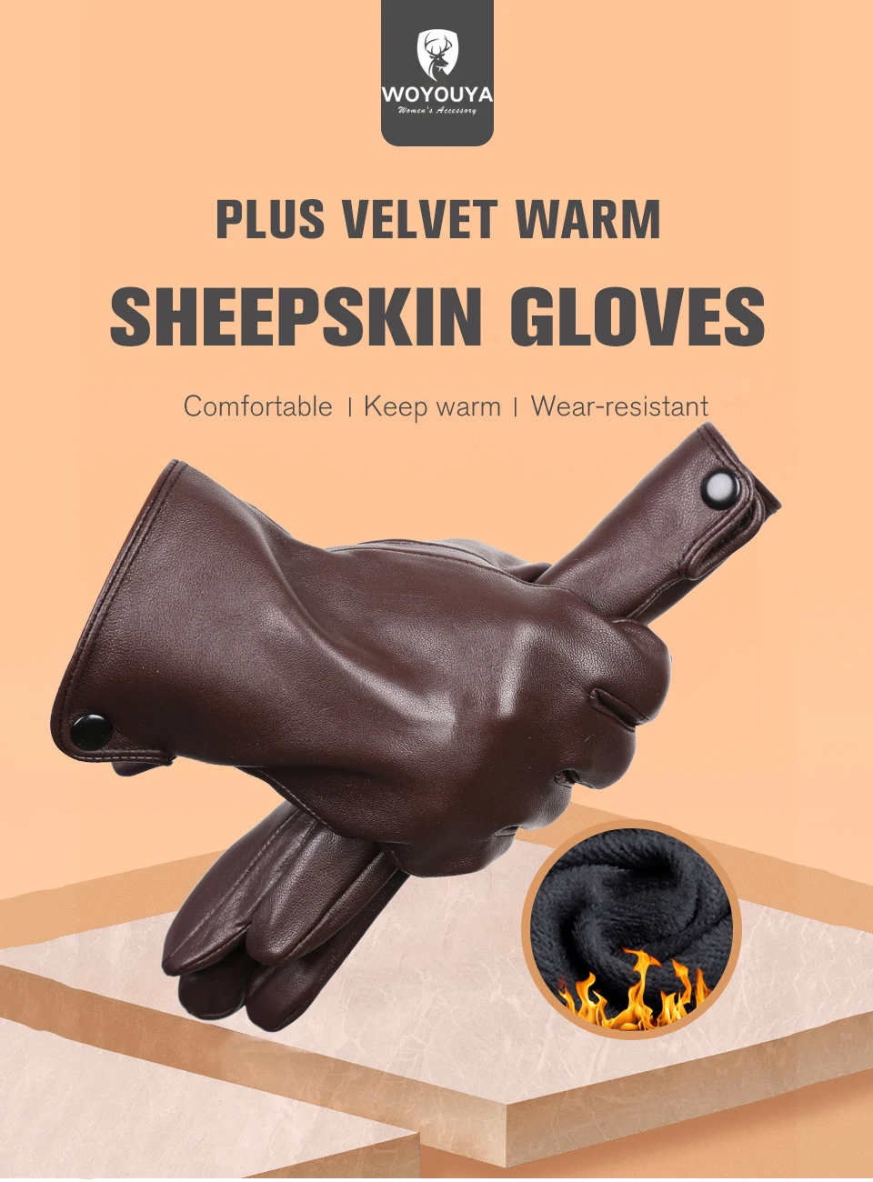 New Products Winter Gloves for Men Sheepskin Men's Gloves Keep Warm Men's Winter Gloves High-End Men's Leather Gloves-8011Y