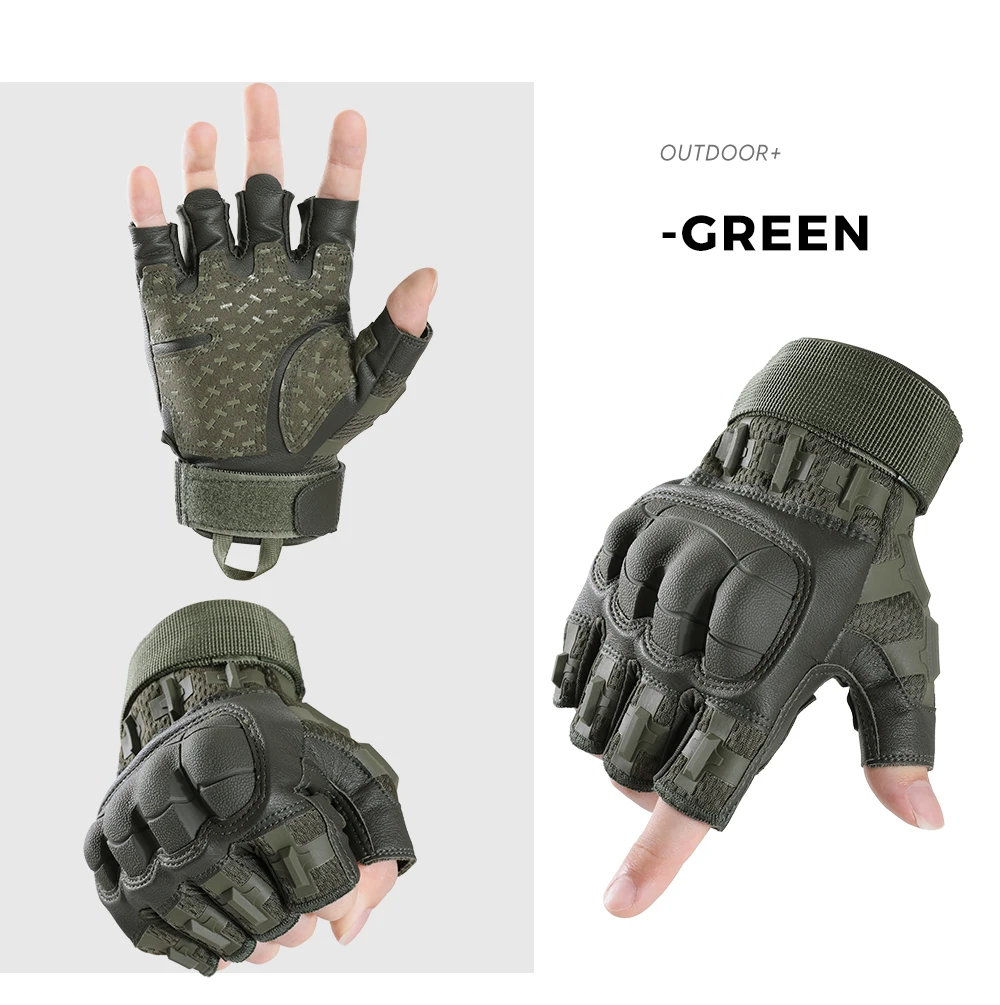 Tactical Fingerless Gloves Outdoor Combat Hunting Shooting Airsoft Hiking Camping Cycling Sports Work Anti-slip Protective Gear