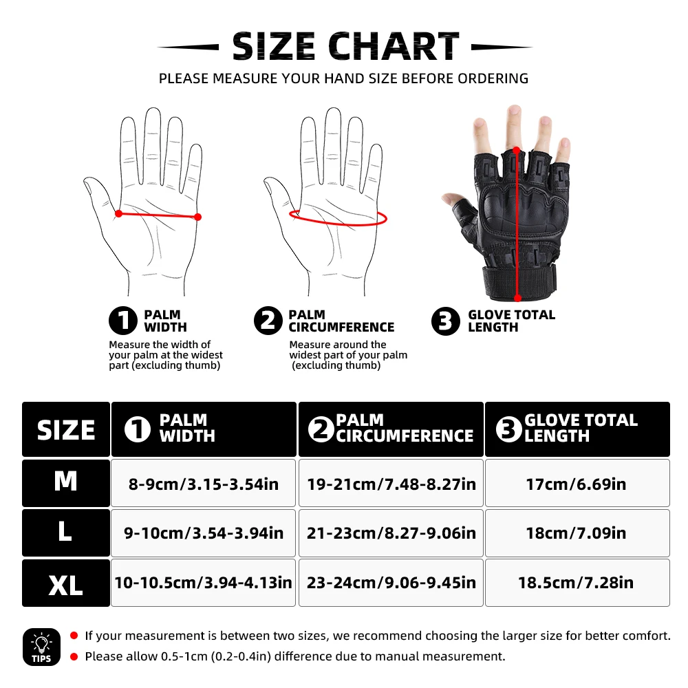 Tactical Fingerless Gloves Outdoor Combat Hunting Shooting Airsoft Hiking Camping Cycling Sports Work Anti-slip Protective Gear