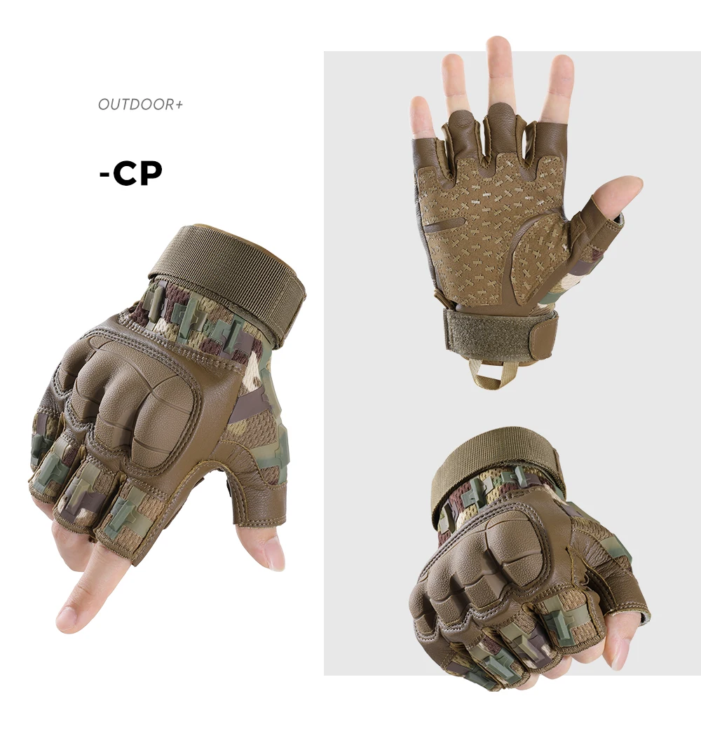 Tactical Fingerless Gloves Outdoor Combat Hunting Shooting Airsoft Hiking Camping Cycling Sports Work Anti-slip Protective Gear