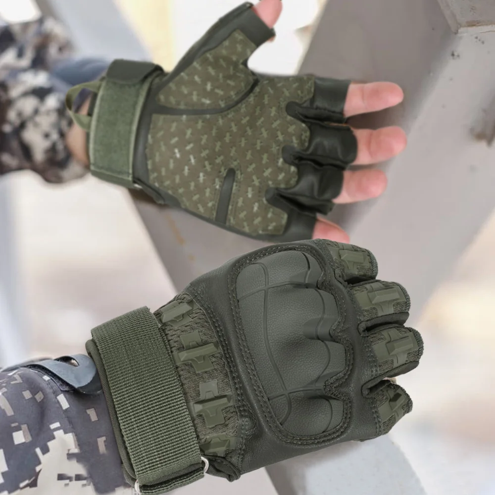 Tactical Fingerless Gloves Outdoor Combat Hunting Shooting Airsoft Hiking Camping Cycling Sports Work Anti-slip Protective Gear