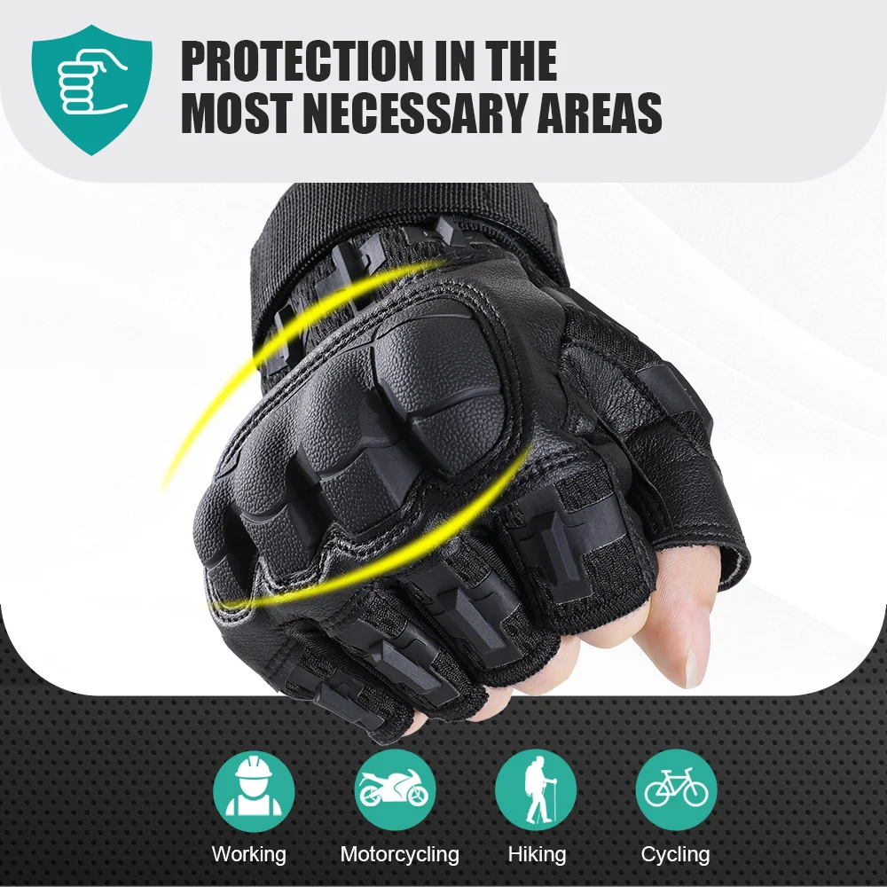Tactical Fingerless Gloves Outdoor Combat Hunting Shooting Airsoft Hiking Camping Cycling Sports Work Anti-slip Protective Gear