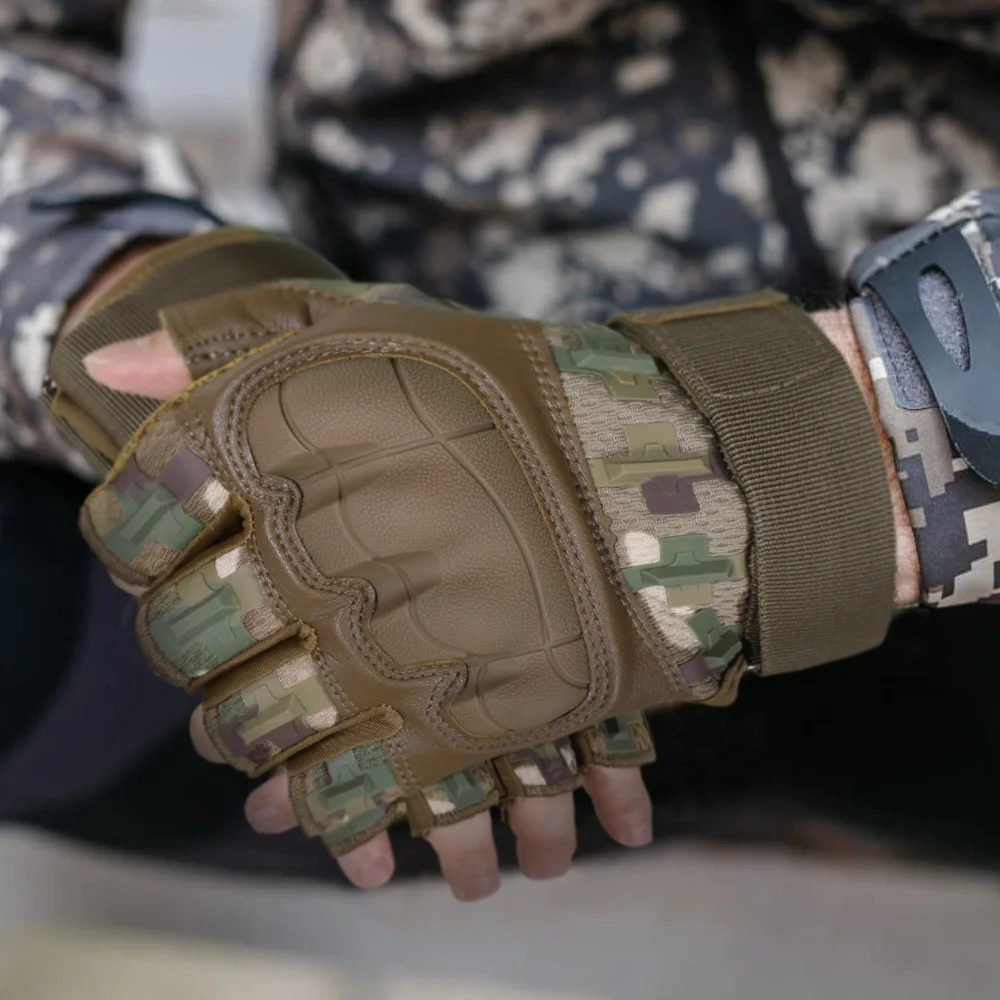 Tactical Fingerless Gloves Outdoor Combat Hunting Shooting Airsoft Hiking Camping Cycling Sports Work Anti-slip Protective Gear
