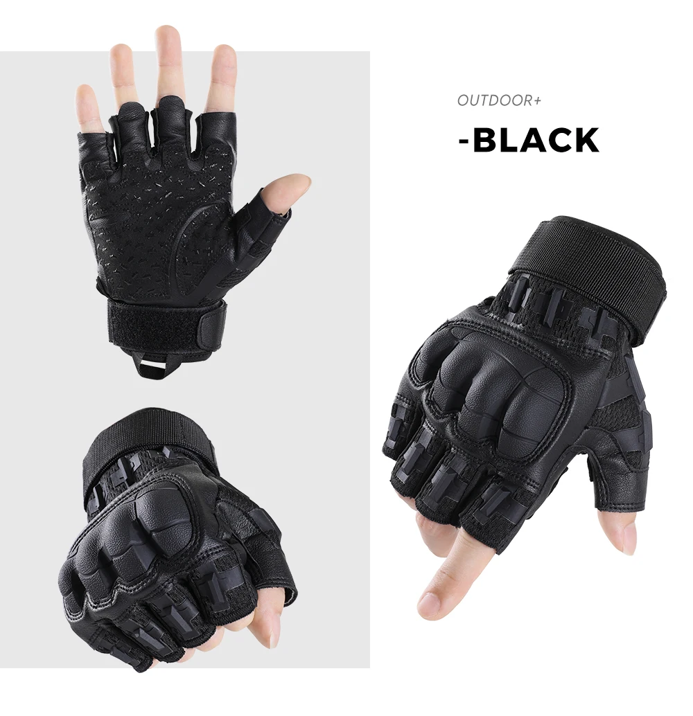 Tactical Fingerless Gloves Outdoor Combat Hunting Shooting Airsoft Hiking Camping Cycling Sports Work Anti-slip Protective Gear
