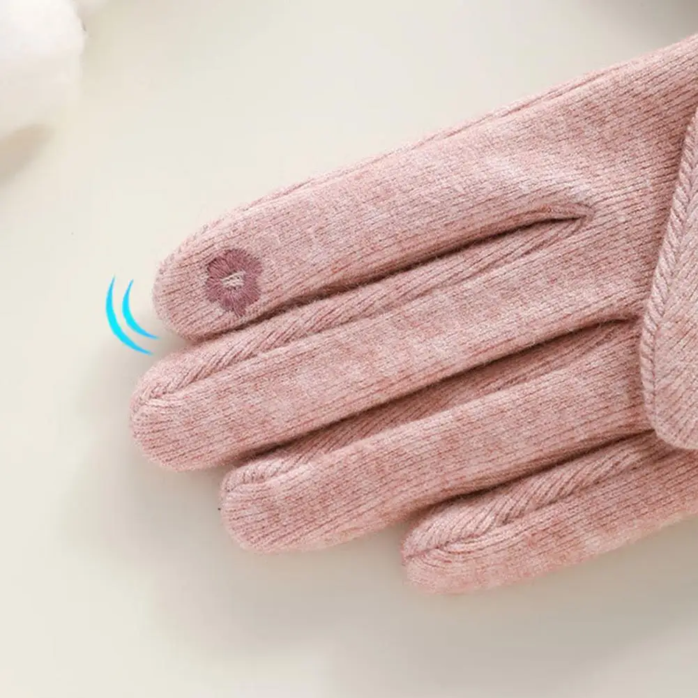 Faux Pearl Gloves Winter Gloves for Women Touch Screen Windproof Thermal Knitted Gloves with Fluffy Fur Trim Warm Weather