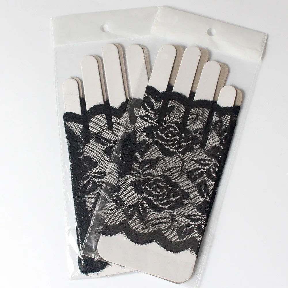 Hot Short Lace Gloves Ladies Adult Vintage Fingerless Black White Night Club Party Short Gloves Hollow Out Sun Protection Mitten