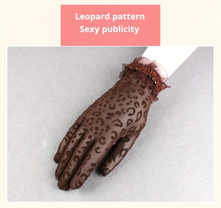Party Sexy Women's High Quality Leopard Lace Gloves Summer Sunscreen Gloves Ceremony Women's Gloves Breathable Short Gloves