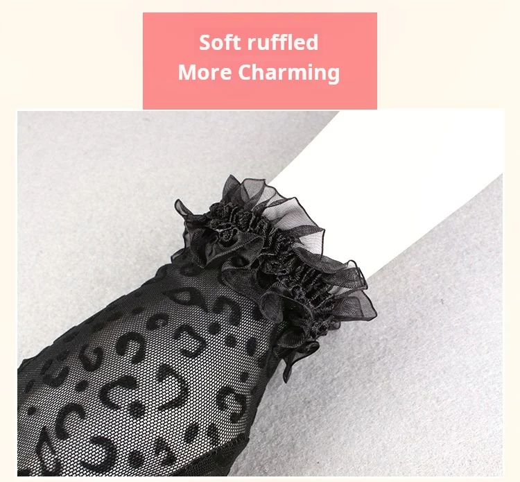 Party Sexy Women's High Quality Leopard Lace Gloves Summer Sunscreen Gloves Ceremony Women's Gloves Breathable Short Gloves
