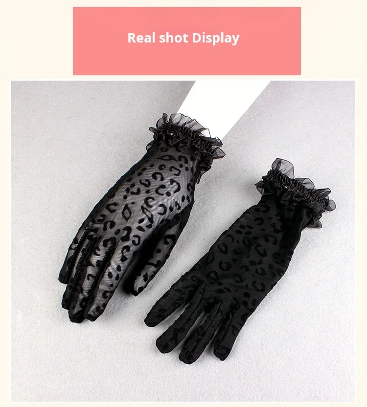 Party Sexy Women's High Quality Leopard Lace Gloves Summer Sunscreen Gloves Ceremony Women's Gloves Breathable Short Gloves