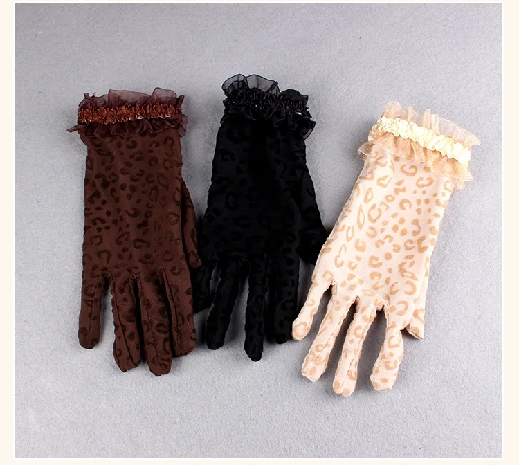 Party Sexy Women's High Quality Leopard Lace Gloves Summer Sunscreen Gloves Ceremony Women's Gloves Breathable Short Gloves