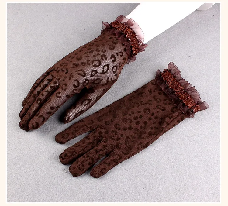 Party Sexy Women's High Quality Leopard Lace Gloves Summer Sunscreen Gloves Ceremony Women's Gloves Breathable Short Gloves