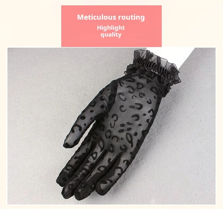 Party Sexy Women's High Quality Leopard Lace Gloves Summer Sunscreen Gloves Ceremony Women's Gloves Breathable Short Gloves
