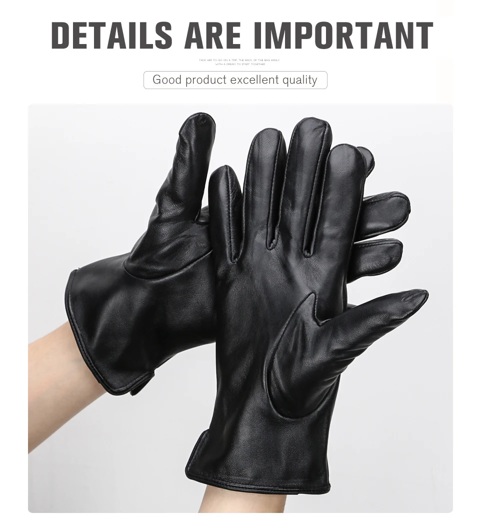 Men's Sheepskin Gloves Winter Warm Plus Velvet Short Thin Driving Color Leather Gloves New High-End Winter Gloves for Men -8025Y