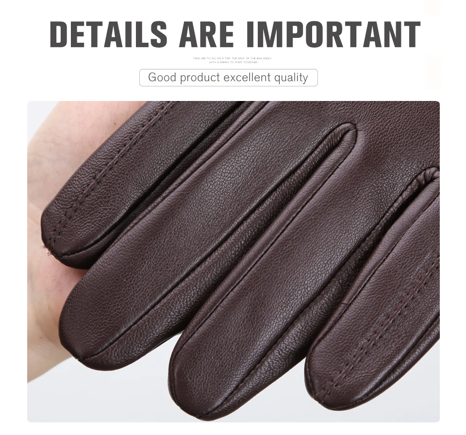 Men's Sheepskin Gloves Winter Warm Plus Velvet Short Thin Driving Color Leather Gloves New High-End Winter Gloves for Men -8025Y