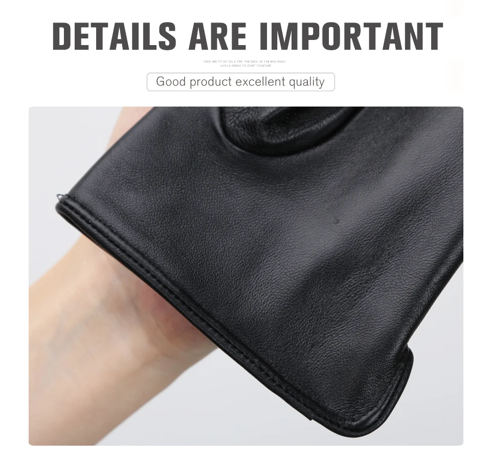 Men's Sheepskin Gloves Winter Warm Plus Velvet Short Thin Driving Color Leather Gloves New High-End Winter Gloves for Men -8025Y