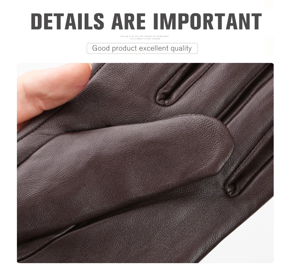 Men's Sheepskin Gloves Winter Warm Plus Velvet Short Thin Driving Color Leather Gloves New High-End Winter Gloves for Men -8025Y